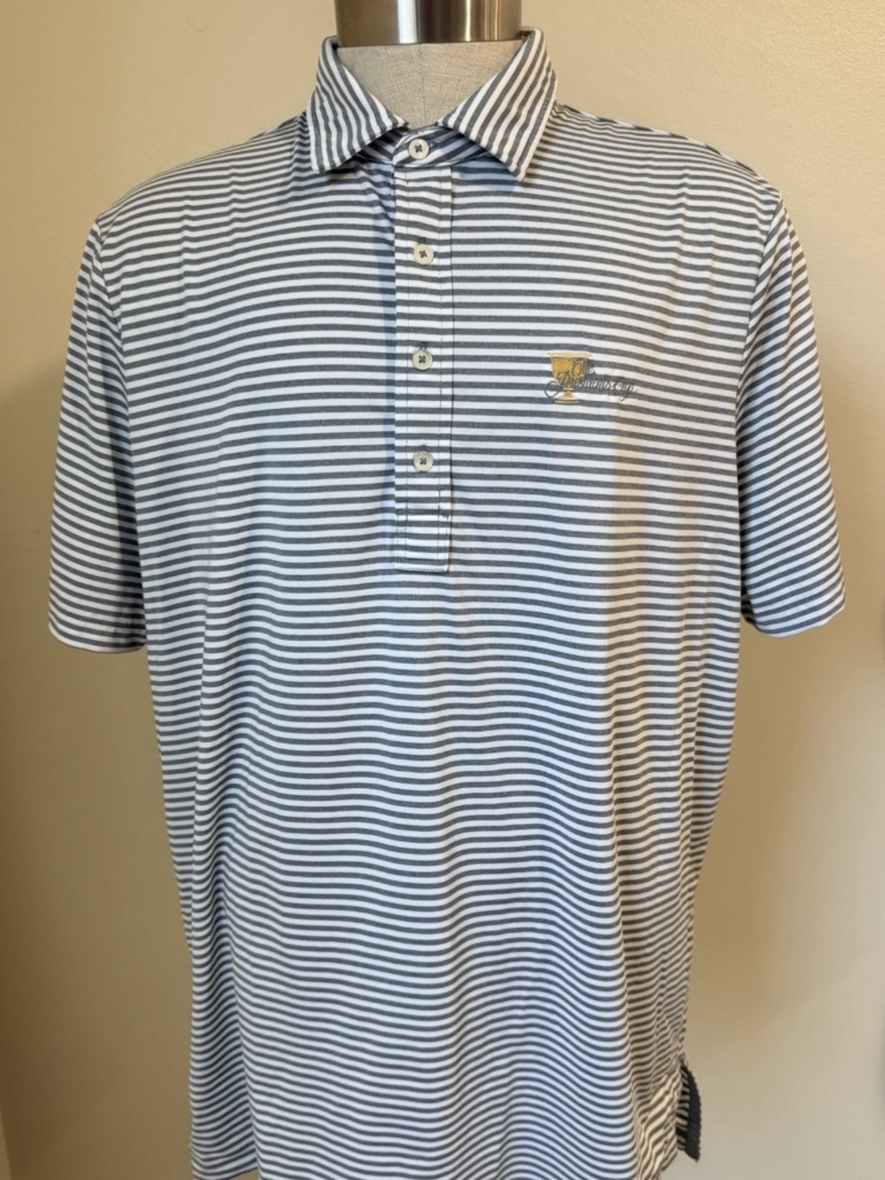 Ralph Lauren RLX Polo Presidents Cup Men’s Size XL Short Sleeve Gray White